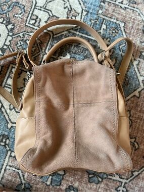 Moda Luxe Brette Suede Leather Convertible Backpack Purse Natural Tan Boho